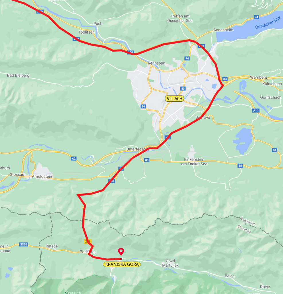 Karte Villach - Bled